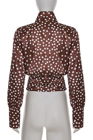 Polka Dot Tie-Front Blouse
