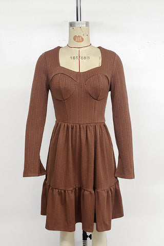 Long Sleeve Casual Fit and Flare Dress