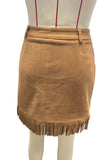 Fringe Hem Mini Skirt
