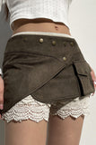 Asymmetric Button-Accented Mini Skirt