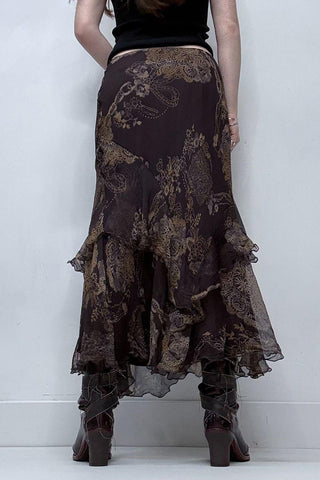 Floral Print Layered Skirt