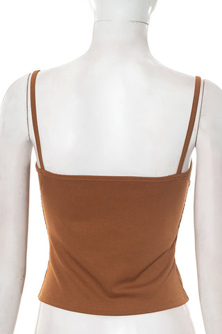 Beaded Strap Ribbed Tank Top