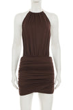 Halter Neck Ruched Casual Dress