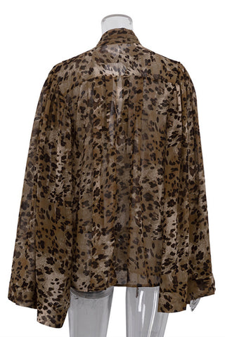 Leopard Print Long Sleeve Blouse
