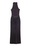 Elegant Halter Evening Gown with Chain Detail