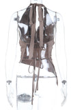 Draped Halter Top with Asymmetrical Hem