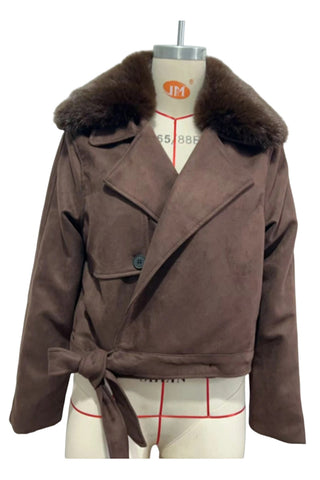 Chic Shearling-Collar Jacket