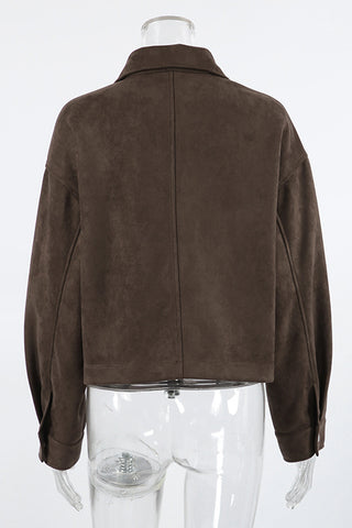 Casual Collared Crop Jacket