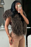 Hooded Faux Fur Vest