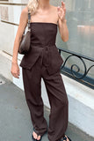 Strapless Tie-Waist Casual Set