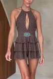 Halter Neck Ruffle Mini Dress