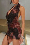 Draped Halter Mini Dress