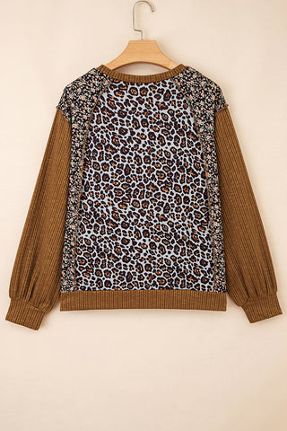 Mixed Print Long-Sleeve Pullover