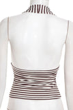 Striped Halter Neck Tank Top