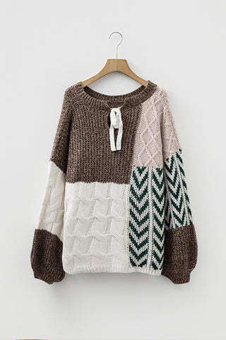 Stylish Patchwork Knit Sweater