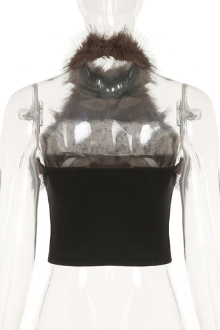 Furry Sleeveless Leopard Tank