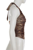 Halter Ruched Cutout Tank Top