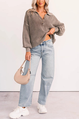 Button-Front Ribbed Top