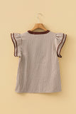 Striped Flutter Sleeve Blouse