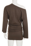 Off-Shoulder Long Sleeve Casual Dress