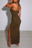 Halter Cutout Evening Dress