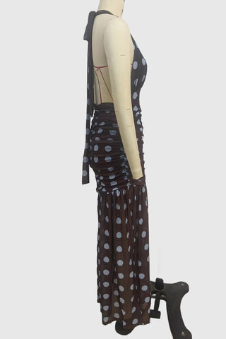 Polka Dot Halter Maxi Dress
