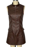 Zip-Front Sleeveless Casual Dress