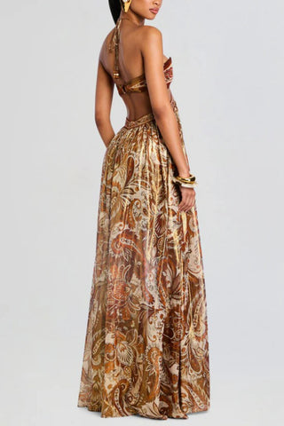 Strapless Paisley Maxi Dress