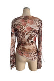 Asymmetrical Hem Floral Animal Print Blouse