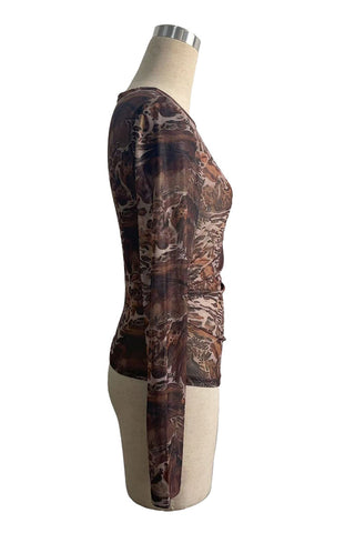 Long-Sleeve Printed Blouse