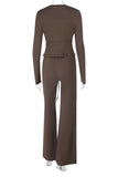 Chic Buttoned Top and Wide-Leg Pant Set