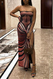 Strapless Maxi Dress with Pattern