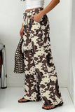 Patterned Wide-Leg Casual Pants