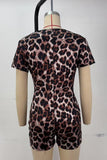 Deep V-Neck Leopard Romper