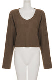 V-Neck Ribbed Knit Sweater