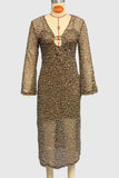V-Neck Sequin Long Sleeve Dress