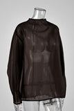 Elegant Sheer Blouse with High Collar
