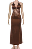 Strappy Lace Evening Dress