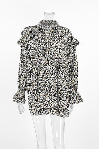 Ruffled Animal Print Blouse