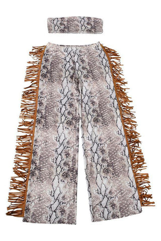 Strapless Fringe Pants Set