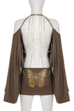 Draped Cold-Shoulder Casual Dress