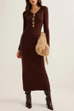 Keyhole Front Ribbed Casual Dress