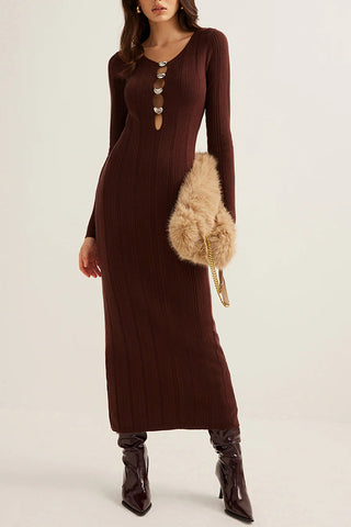 Keyhole Front Ribbed Casual Dress
