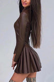 Zip-Front Casual Skater Dress