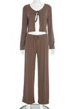 Tie-Front Two-Piece Pants Set