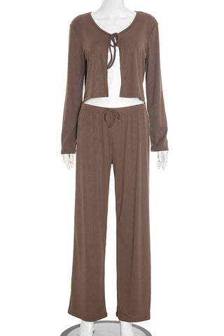 Tie-Front Two-Piece Pants Set