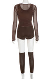 Mesh Long Sleeve Short Set