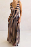 Striped Maxi Dress with Tie Straps