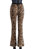 Leopard Print Flare Casual Pants