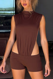 Sleeveless Cutout Waist Romper